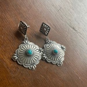 Native American Turquoise Sterling silver stud dangles